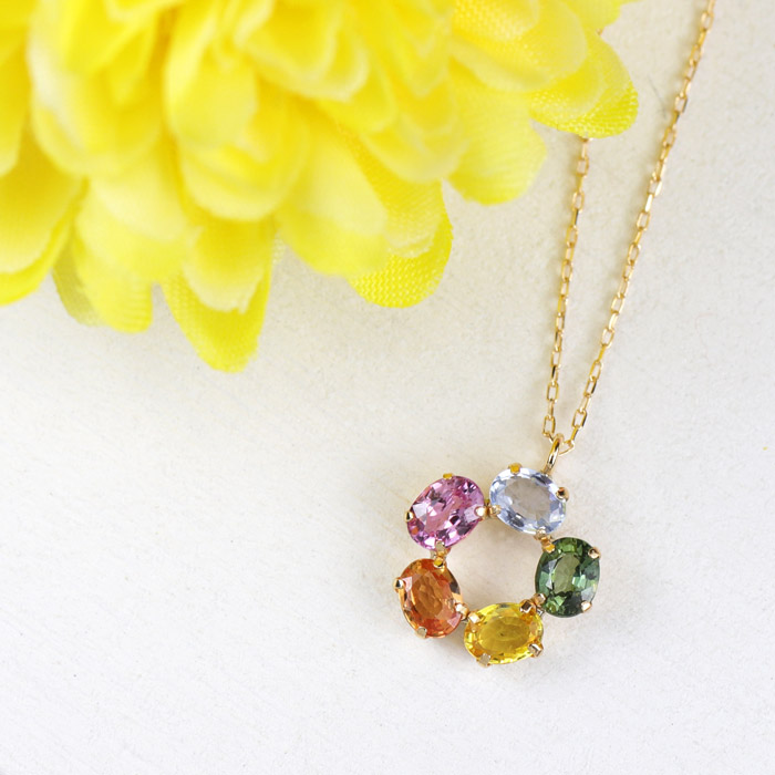 Jewelry Shop elfi / K18 YG カラーサファイア ネックレス